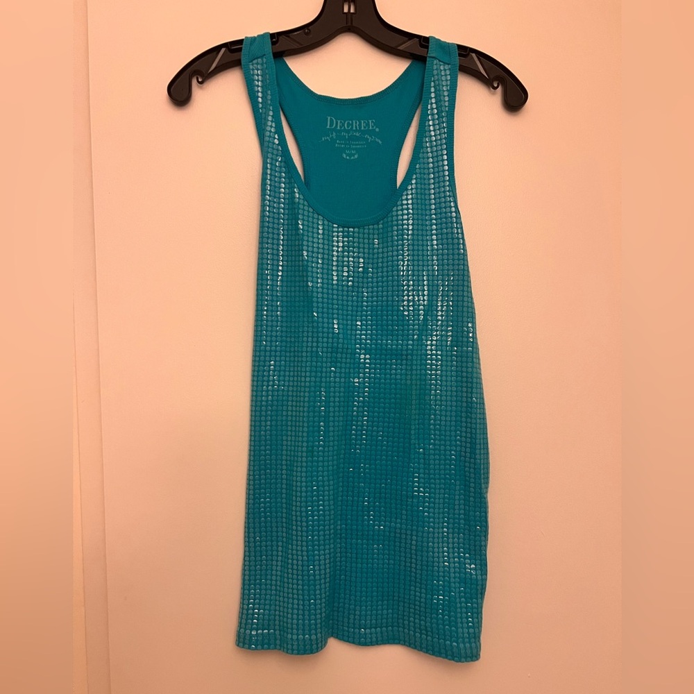 Women’s Medium Blue Shiny Tank Top